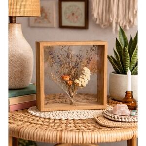 Vintage Wooden Dried Flower Photo Frame Dried Flowers Boho Cottage Granny Core